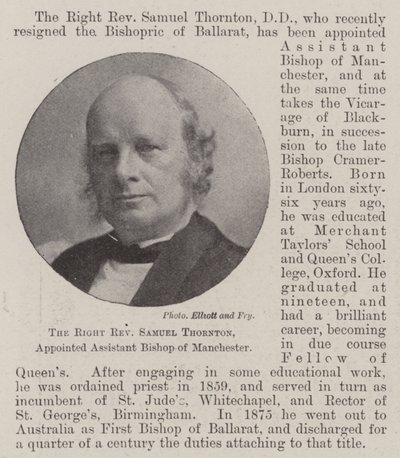 Le Très Révérend Samuel Thornton, Nommé Évêque Assistant de Manchester - English Photographer