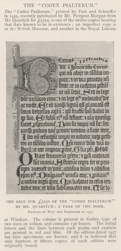 La vente pour 5250 £ du Codex Psalterum par M. Quaritch, une page du livre - English Photographer
