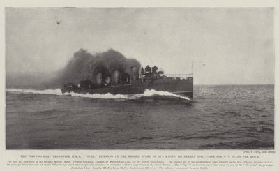 Le destroyer de torpilles HMS Viper, courant à la vitesse record de 35,5 nœuds, soit près de quarante et un miles statutaires par heure - English Photographer