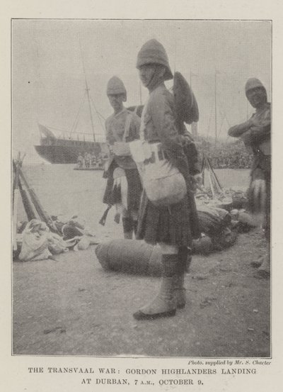 La guerre du Transvaal, les Gordon Highlanders débarquant à Durban, 7h, 9 octobre - English Photographer