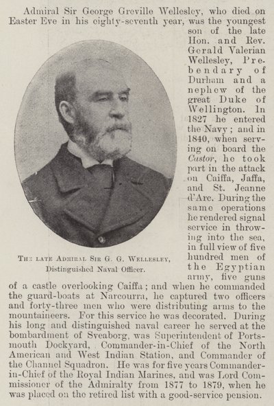 Feu amiral Sir G G Wellesley, officier naval distingué - English Photographer