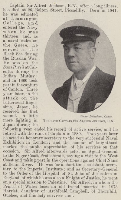 Feu Capitaine Sir Alfred Jephson, RN - English Photographer