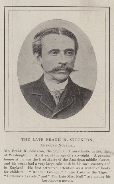 Le défunt Frank R Stockton, romancier américain - English Photographer