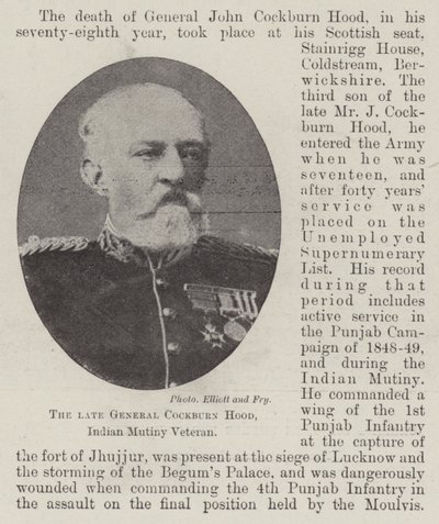 Feu général Cockburn Hood, vétéran de la révolte indienne - English Photographer