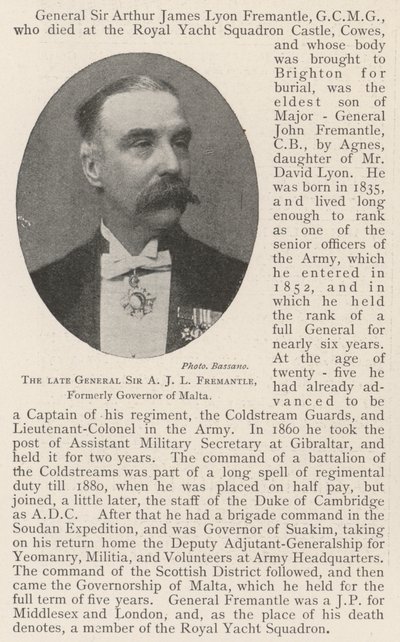 Le défunt Général Sir A J L Fremantle, ancien gouverneur de Malte - English Photographer