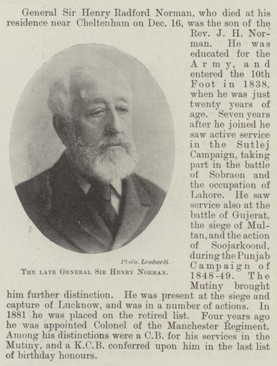 Feu Général Sir Henry Norman - English Photographer