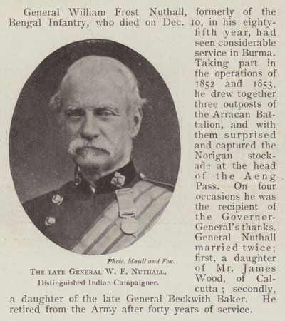 Le défunt Général W F Nuthall, distingué dans les campagnes indiennes - English Photographer