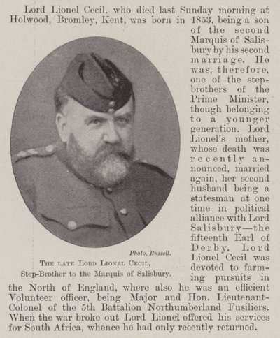 Feu Lord Lionel Cecil, Demi-Frère du Marquis de Salisbury - English Photographer