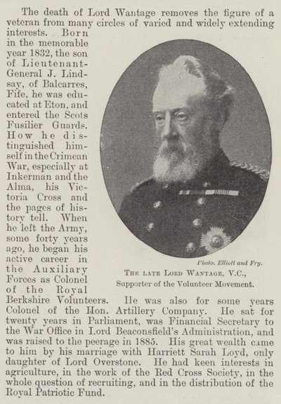 Le défunt Lord Wantage, VC, soutien du mouvement des volontaires - English Photographer