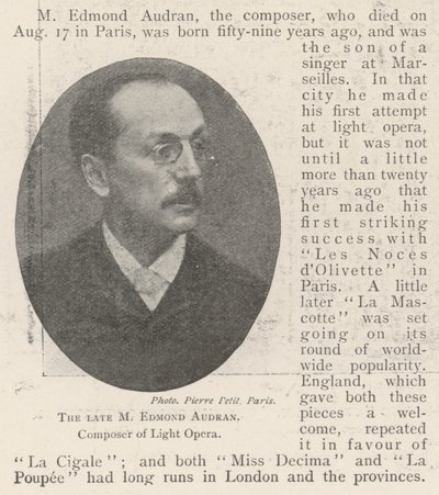 Feu M. Edmond Audran, compositeur d