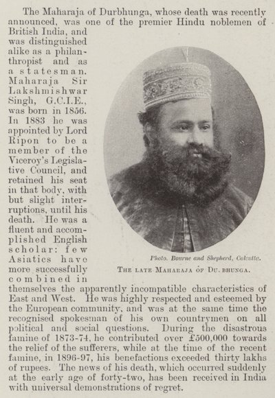 Feu Maharaja de Durbhunga - English Photographer