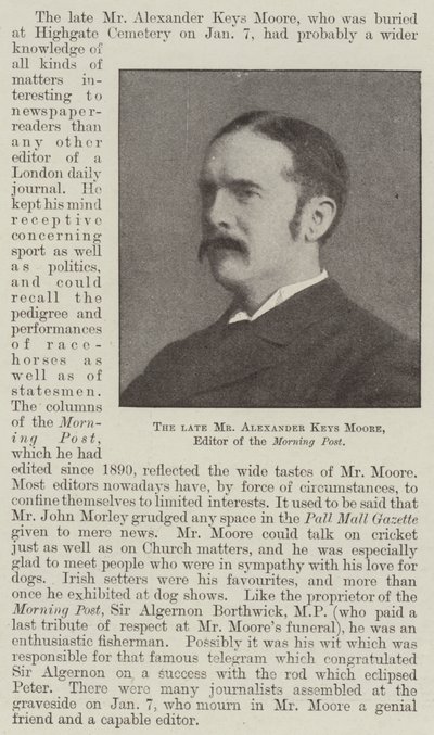 Feu M. Alexander Keys Moore, rédacteur en chef du Morning Post - English Photographer