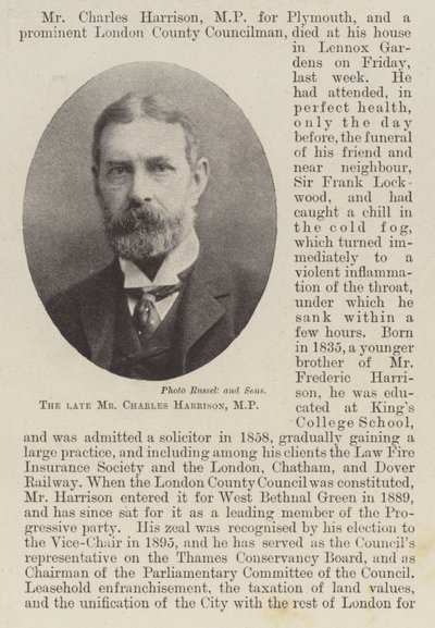 Feu M. Charles Harrison, MP - English Photographer