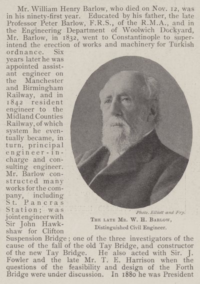 Feu M. W H Barlow, ingénieur civil distingué - English Photographer