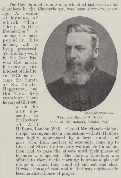 Feu révérend S J Stone, vicaire de All Hallows, London Wall - English Photographer