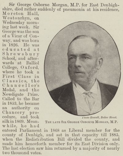 Le défunt Sir George Osborne Morgan, MP - English Photographer