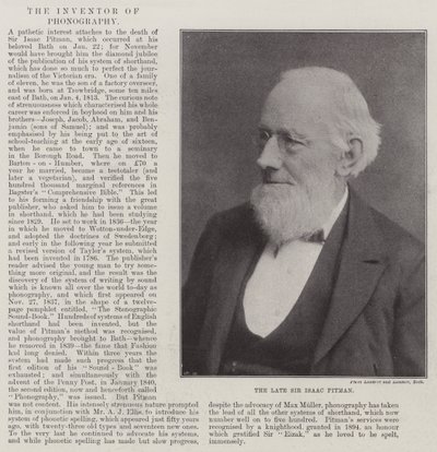 Feu Sir Isaac Pitman - English Photographer