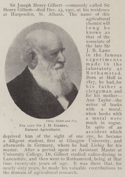 Feu Sir J H Gilbert, éminent agriculteur - English Photographer