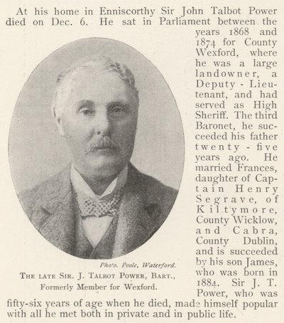 Feu Sir J Talbot Power, baronnet, ancien membre pour Wexford - English Photographer