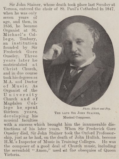 Feu Sir John Stainer, compositeur de musique - English Photographer
