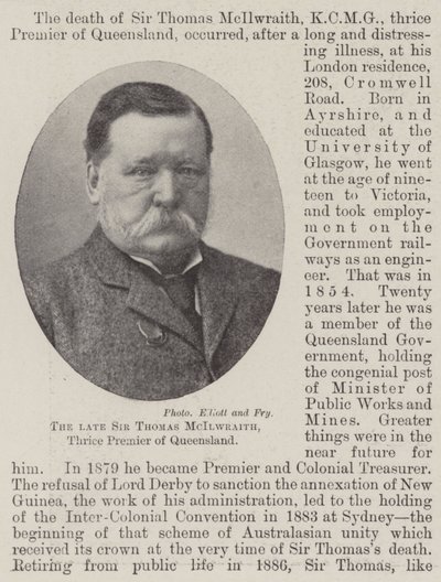 Feu Sir Thomas McIlwraith, trois fois premier ministre du Queensland - English Photographer