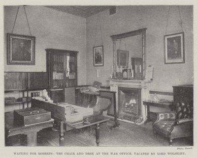 En attendant Roberts, la chaise et le bureau au Ministère de la Guerre, vacants par Lord Wolseley - English Photographer
