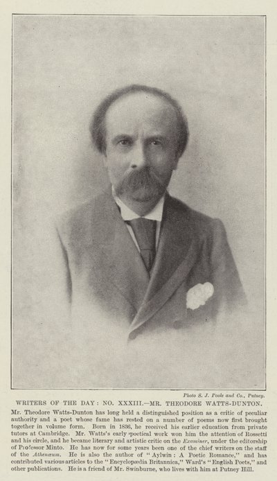 Écrivains du jour, M. Theodore Watts-Dunton - English Photographer