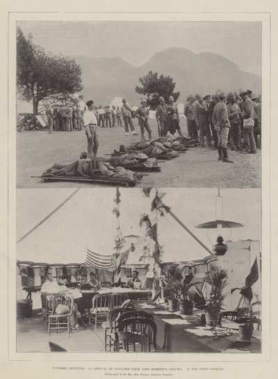 Hôpital de Wynberg, arrivée des blessés de la colonne de Lord Roberts, la bibliothèque de campagne - English Photographer