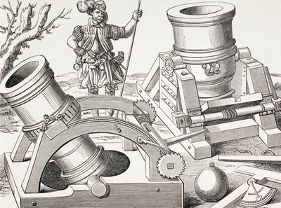 Mortiers du 16ème siècle sur chariots mobiles, c.1880 - English School