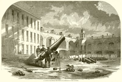 Un Columbiad de 10 pouces monté comme mortier à Fort Sumter - English School