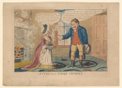 Un remède pour une cheminée enfumée!!, dessiné par G. M. Woodward, 1808 - English School
