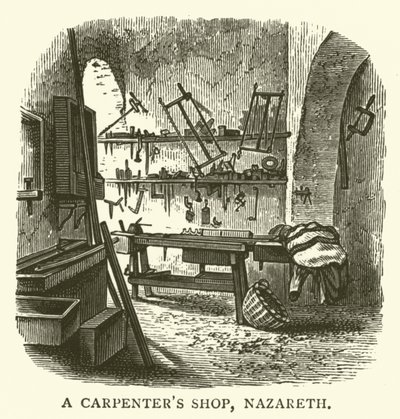 Atelier de charpentier, Nazareth (gravure) - English School