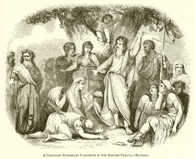 Un missionnaire chrétien prêchant aux païens britanniques.--Mortimer - English School