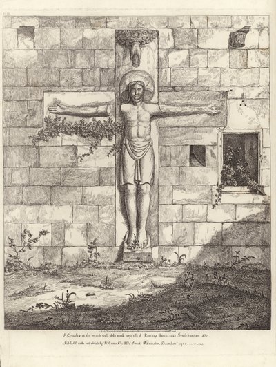 Un crucifix sur le mur extérieur de l