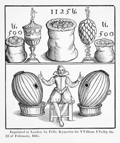 Déclaration fixant la date du prochain tirage de la Grande Loterie Permanente pour la Virginie, imprimée par Felix Kyngston pour William Welby, Londres, 1615 - English School