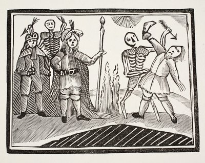 Dialogue entre un aveugle et la mort, illustration de Chap-books du XVIIIe siècle par John Ashton, pub. 1882 - English School