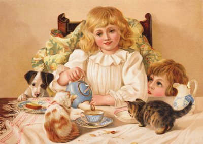 Un thé en famille (chromolitho) - English School
