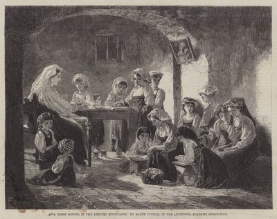 Une école de filles dans les montagnes des Abruzzes (gravure) - English School