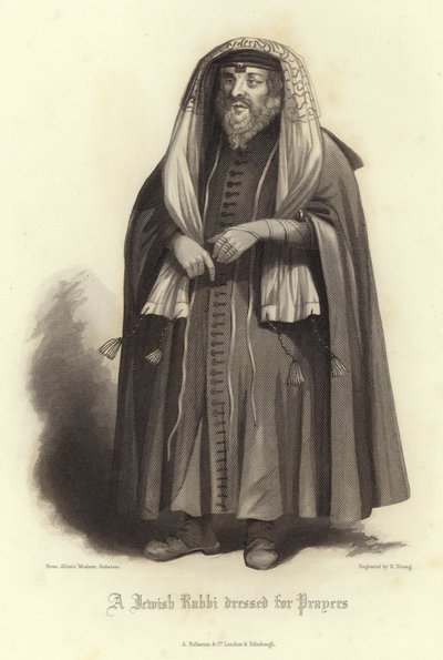 Un rabbin juif habillé pour les prières - English School