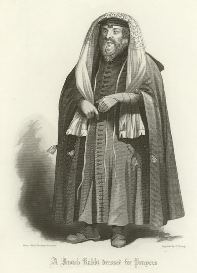 Un rabbin juif habillé pour la prière - English School