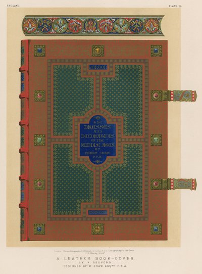Une couverture de livre en cuir par F Bedford - English School