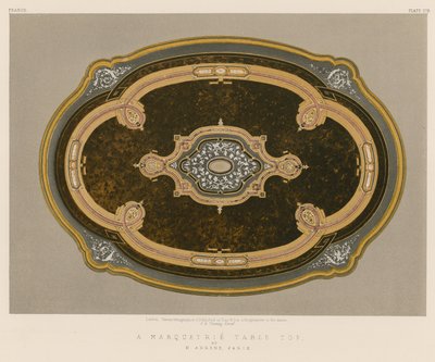 Plateau de table en marqueterie par H Ahrens, Paris - English School