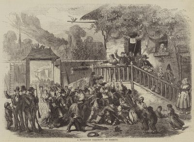 Cérémonie de mariage à Embrun (gravure) - English School