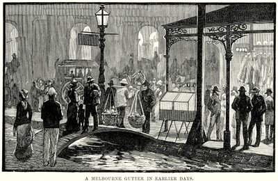 Un caniveau de Melbourne dans le passé (gravure) - English School