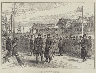 Rassemblement de policiers japonais (gravure) - English School