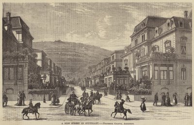 Une nouvelle rue à Stuttgart (gravure) - English School