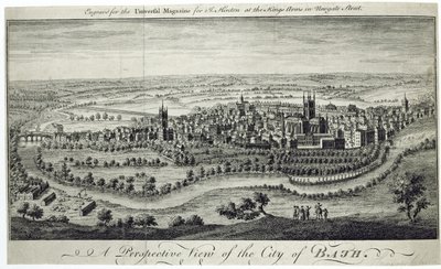 Vue en Perspective de la Ville de Bath, gravée pour le Universal Magazine, vers 1750 - English School