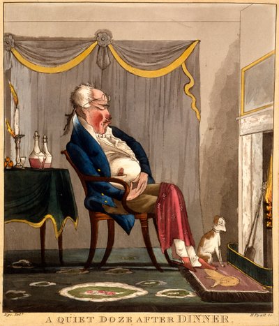 Un doux somme après le dîner, gravure réalisée par H. Pyall, c.1827-33 - English School