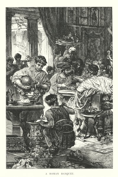 Un banquet romain (gravure) - English School