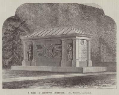 Tombe au cimetière de Brompton, M. Ashpitel, Architecte (gravure) - English School